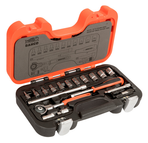 1/4" Square Drive Socket Set with Metric Hex Profile and Swivel Head Ratchet - 65 Pcs SW65